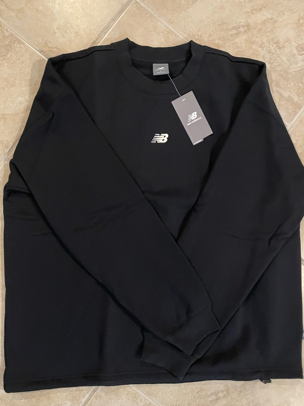 New Balance Black Pullover Sweatshirt with Chest Logo